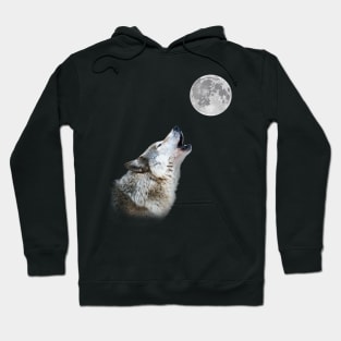 Wolf howling at moon artwork Hoodie